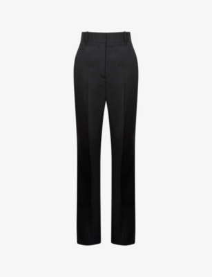 Reiss Womens Black Haisley Flared-leg Mid-rise Stretch Wool-blend Trousers