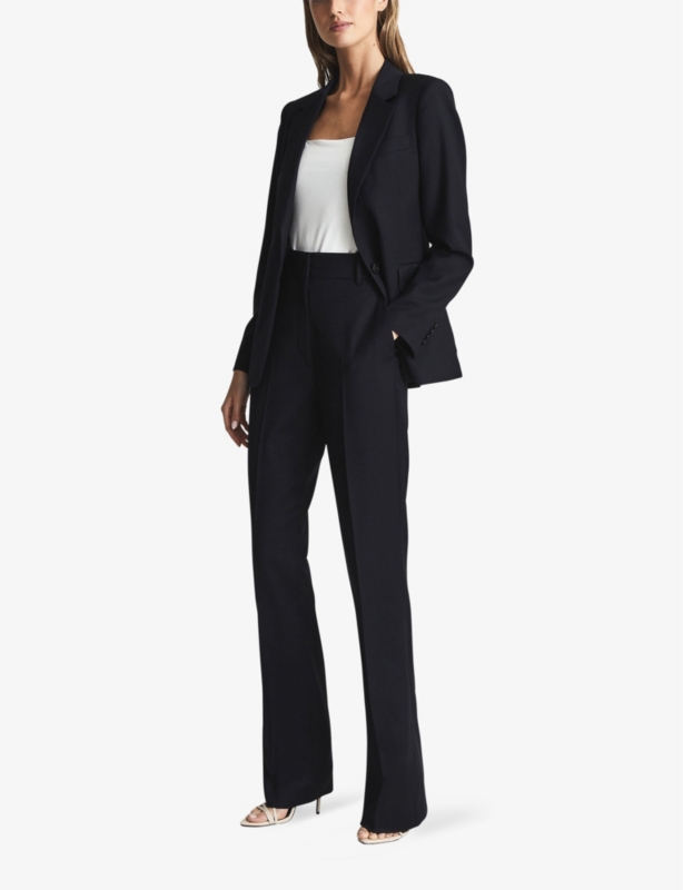 Haisley flared-leg mid-rise stretch wool-blend trousers