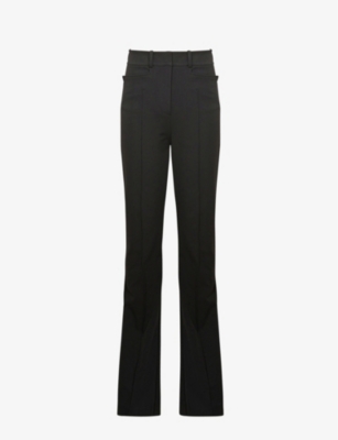 REISS REISS WOMEN'S BLACK DYLAN FLARE-LEG STRETCH-WOVEN TROUSERS,55973992