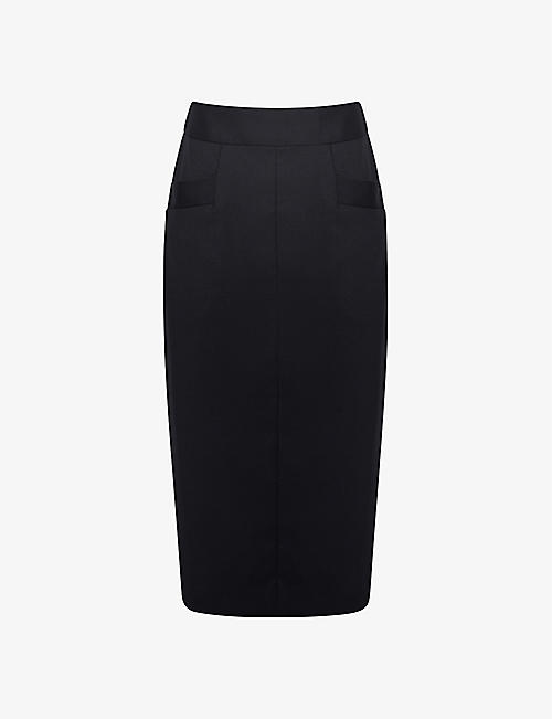 REISS: Haisley high-waisted tailored stretch-wool blend pencil skirt