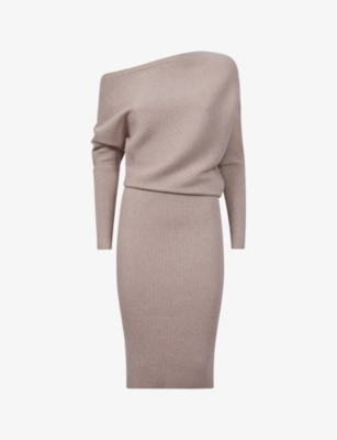 REISS: Lara off-the-shoulder stretch-knit midi dress