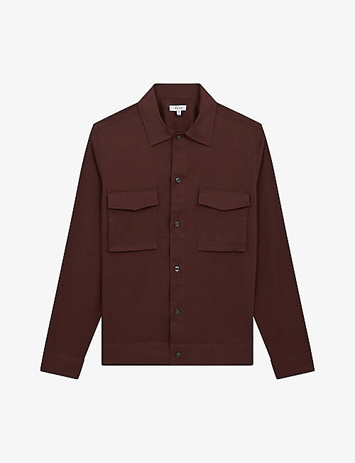 REISS: Kimchi twin-pocket stretch-linen and cotton blend overshirt