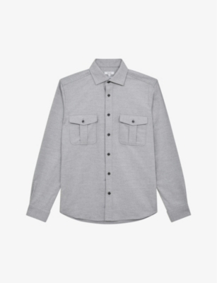 REISS: Chase twin-pocket brushed stretch-woven overshirt
