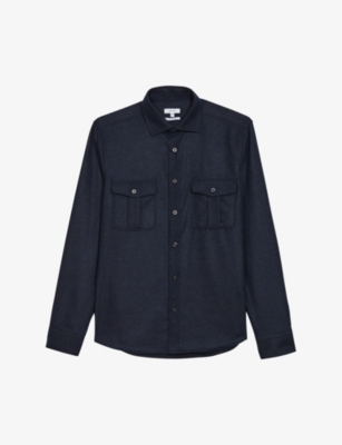 REISS: Chase twin-pocket brushed stretch-woven overshirt