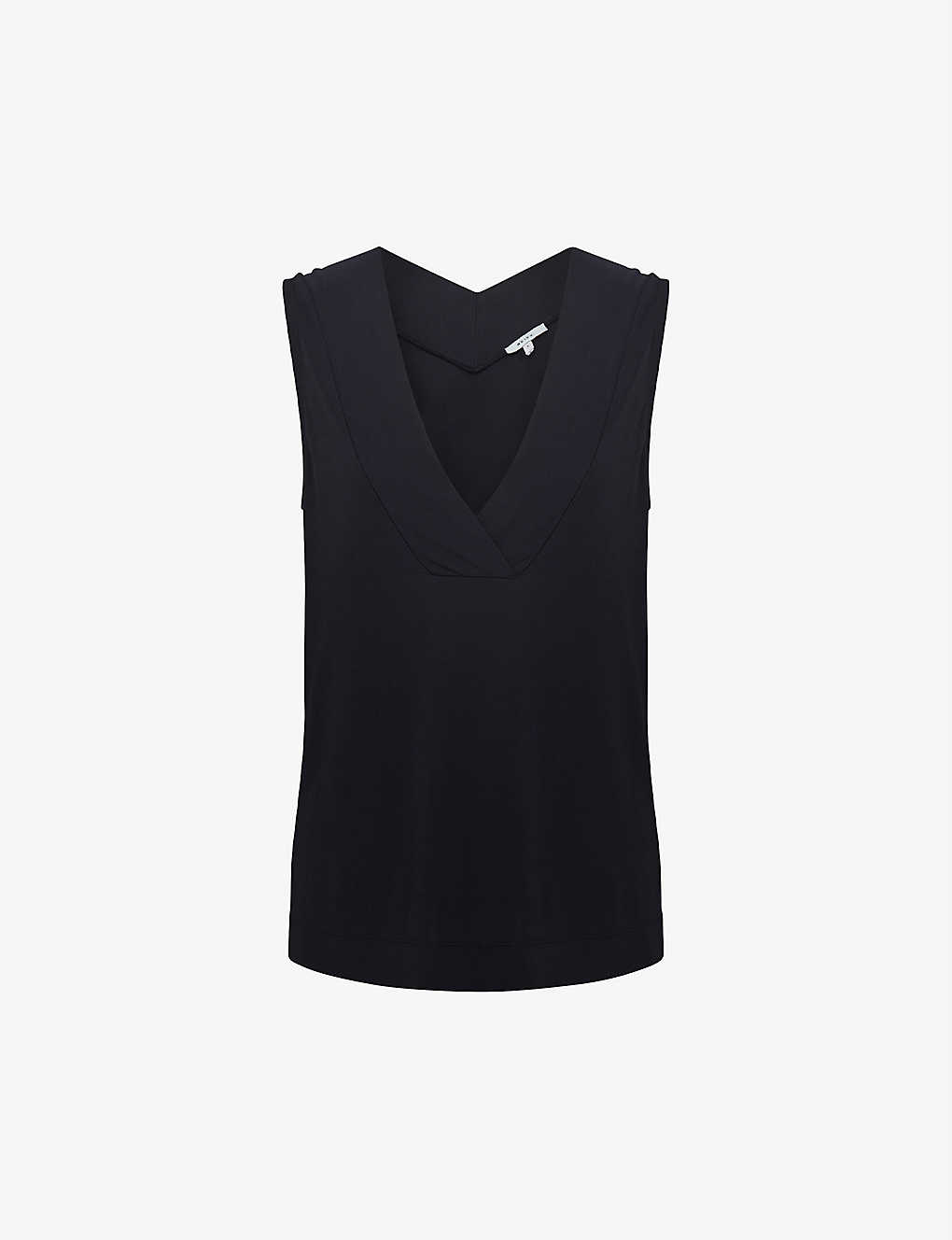Reiss Womens Navy Taylor V-neck Jersey Top
