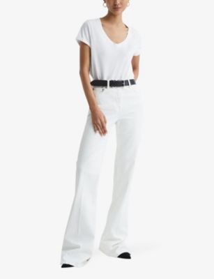 REISS: Luana V-neck cotton-jersey T-shirt