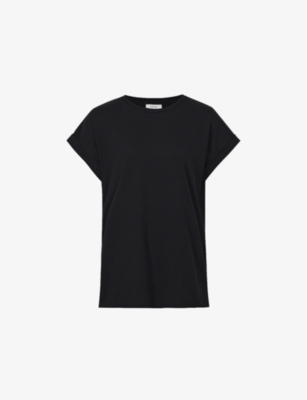 Reiss Tereza Cotton-jersey Crew Neck T-shirt In Black