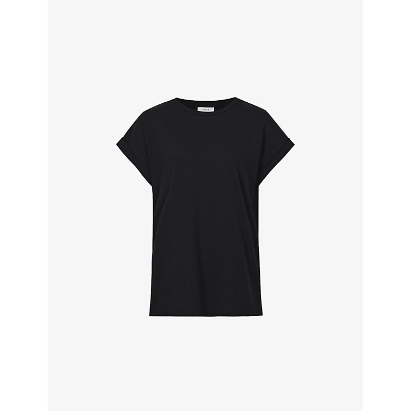 Shop Reiss Women's Black Tereza Cotton-jersey T-shirt