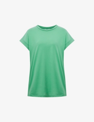 REISS REISS WOMEN'S GREEN TEREZA COTTON-JERSEY T-SHIRT,62241084