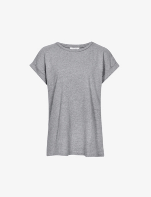 Shop Reiss Tereza Cotton-jersey T-shirt In Grey Marl