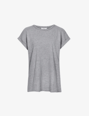 Reiss Tereza Cotton Crewneck Top In Grey Marl