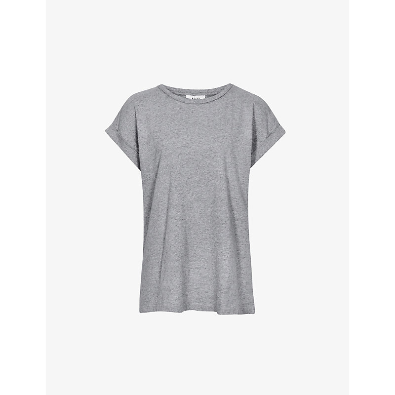 Shop Reiss Women's Grey Marl Tereza Cotton-jersey T-shirt
