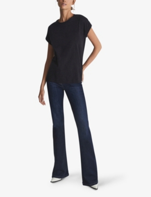 Shop Reiss Tereza Cotton-jersey T-shirt In Navy