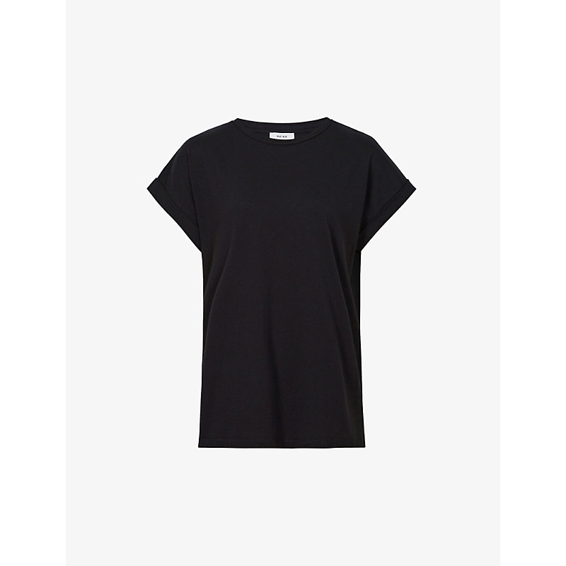 Shop Reiss Womens Navy Tereza Cotton-jersey T-shirt