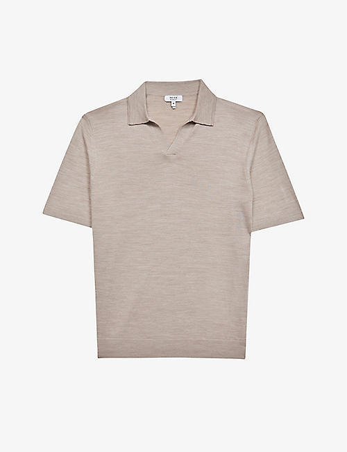 REISS: Duchie open-collar merino-wool polo shirt