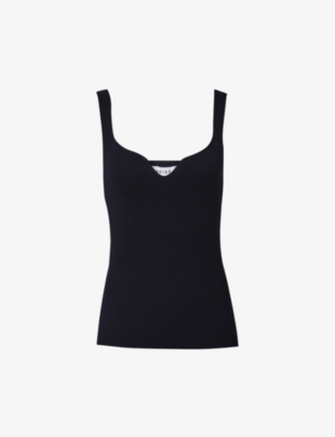 Reiss Daisy Sweetheart-neckline Woven Vest Top In Navy