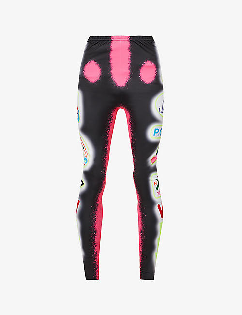 WALTER VAN BEIRENDONCK: Neon Shadow graphic-print stretch-jersey leggings