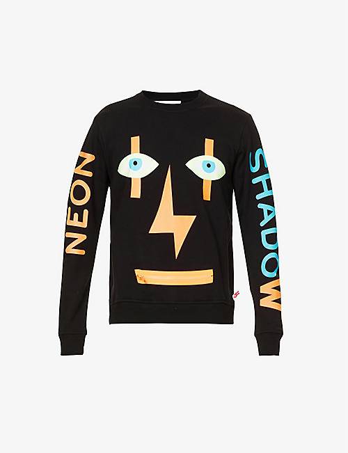 WALTER VAN BEIRENDONCK: Neon Shadow graphic-print cotton-jersey sweatshirt