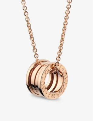 Bvlgari Womens Pink B.zero1 Two-band 18ct Rose-gold Pendant Necklace