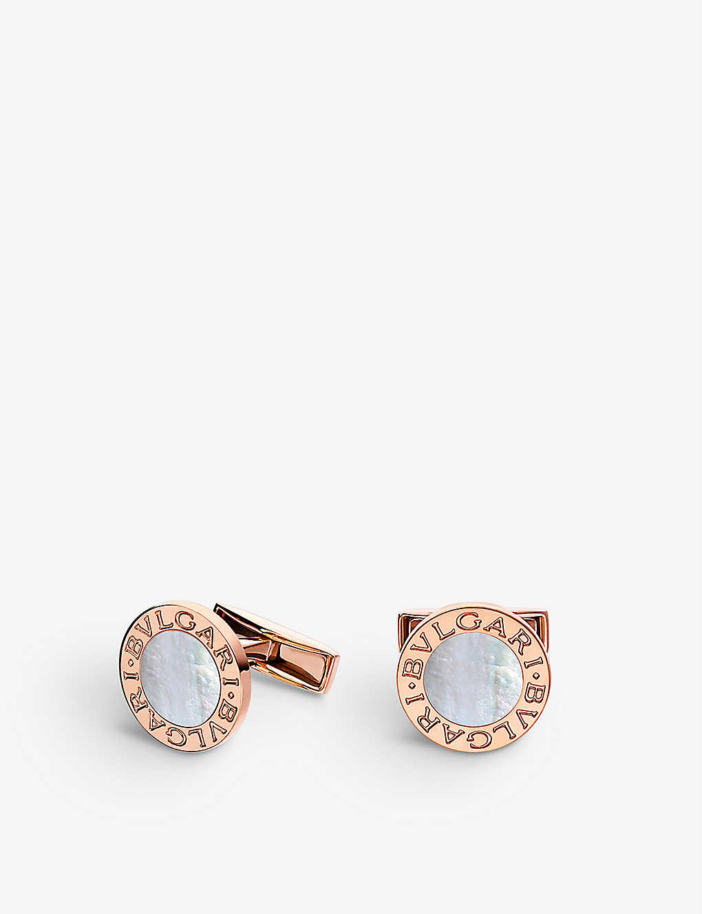 Bvlgari Mens Pink 18ct Rose-gold And Mother-of-pearl Cufflinks