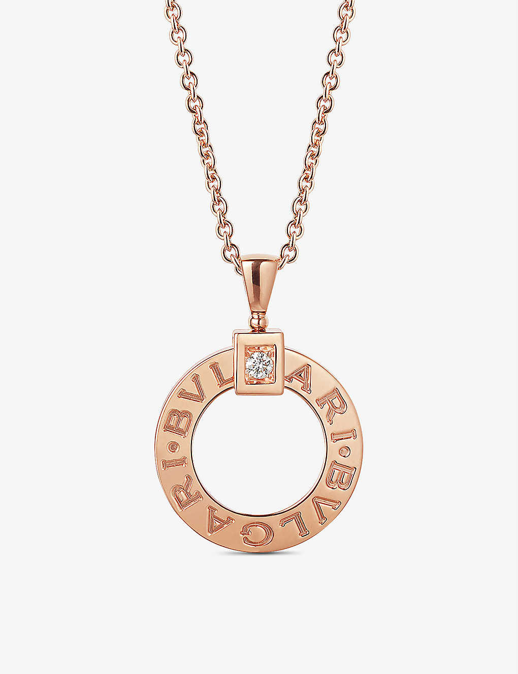 Bvlgari Womens Pink 18ct Rose-gold And 0.07ct Round-cut Diamond Pendant Necklace