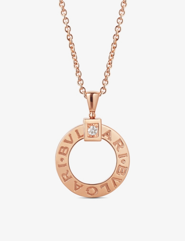 BVLGARI BVLGARI 18ct rose-gold and 0.07ct round-cut diamond pendant necklace