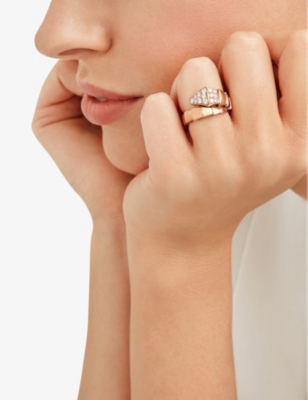 BVLGARI: Serpenti Viper 18ct rose-gold and 0.53ct brilliant-cut diamond ring