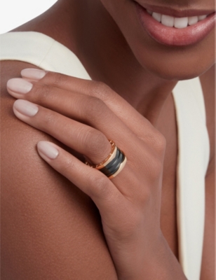 BVLGARI: B.zero1 four-band 18ct rose-gold and ceramic ring