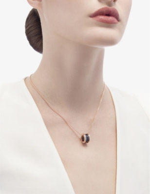 BVLGARI: B.zero1 18ct rose-gold and ceramic pendant necklace
