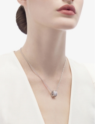 B.zero1 18ct white-gold and 0.31ct round-cut diamond pendant necklace