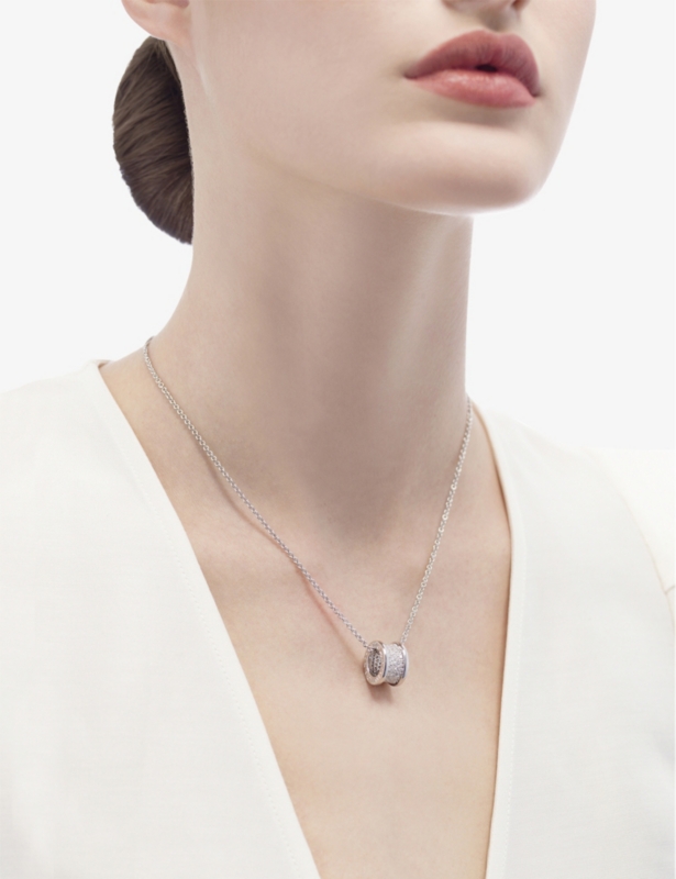 B.zero1 18ct white-gold and 0.31ct round-cut diamond pendant necklace