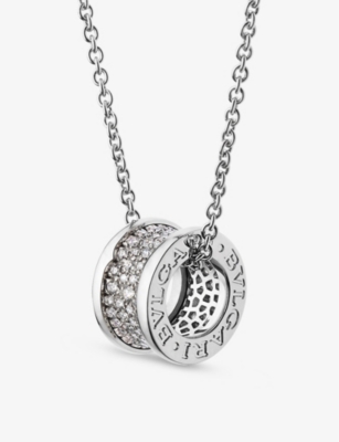 Shop Bvlgari Womens White B.zero1 18ct White-gold And 0.31ct Round-cut Diamond Pendant Necklace