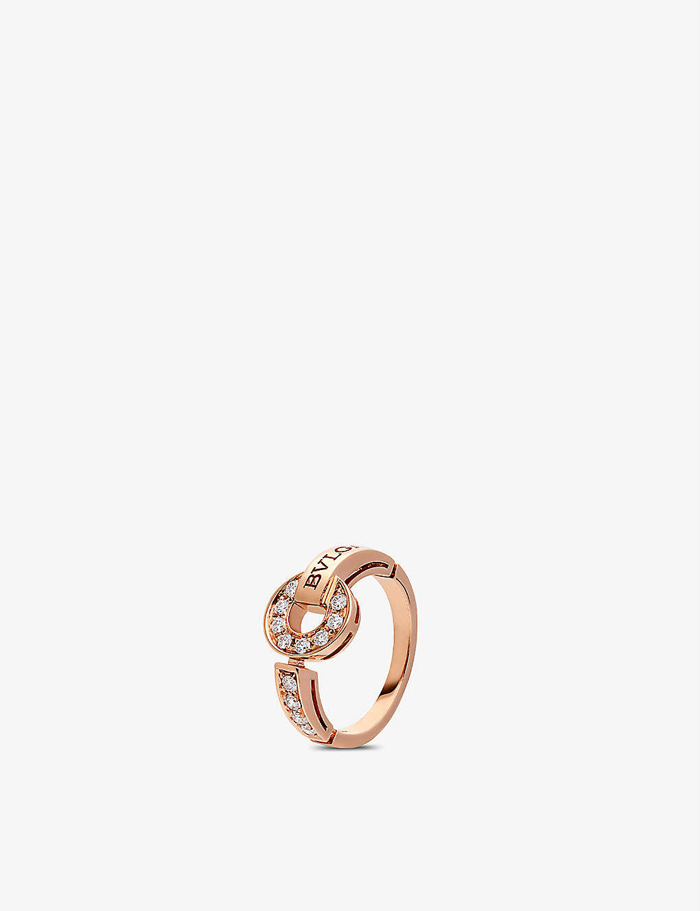 Bvlgari Womens Pink 18ct Rose Gold And Pavé Diamond Ring