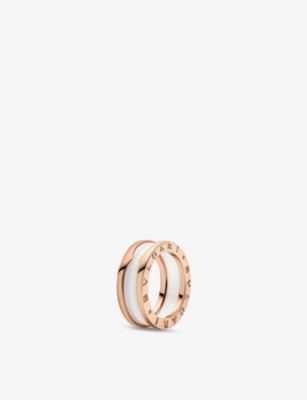 Bvlgari Womens Pink B.zero1 18ct Rose-gold And Ceramic Ring