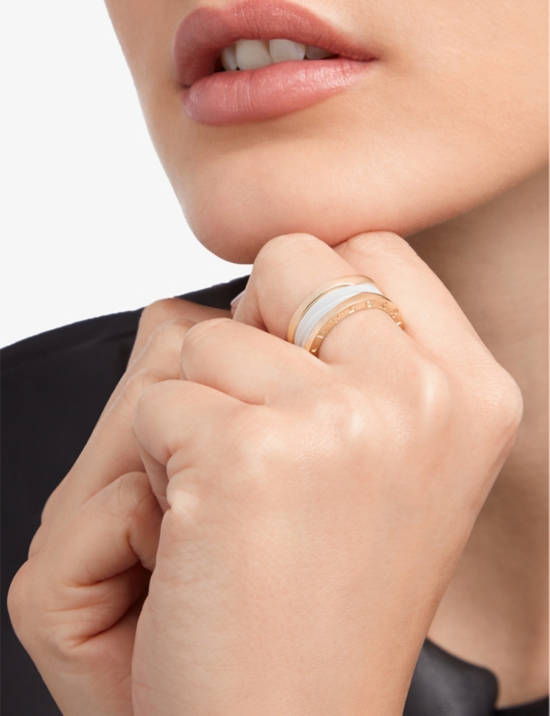 B.zero1 18ct rose-gold and ceramic ring