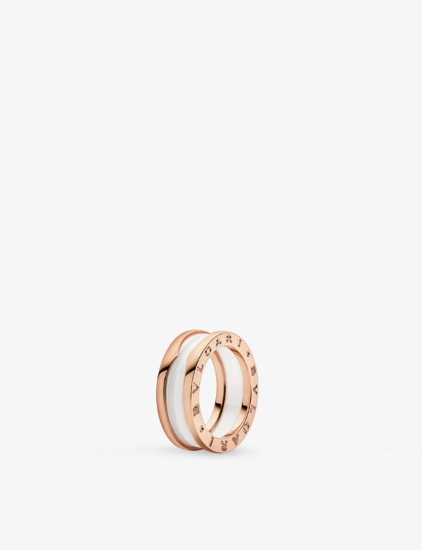 B.zero1 18ct rose-gold and ceramic ring