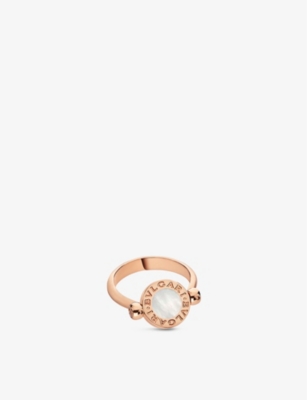 Bvlgari Womens Pink 18ct Rose-gold, Onyx And Mother-of-pearl Ring