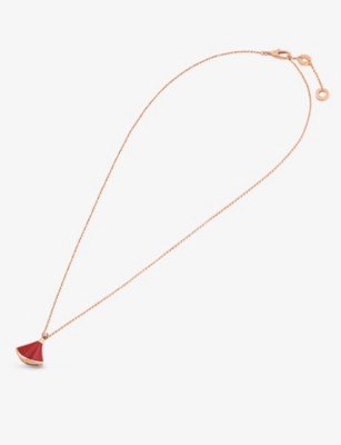 Divas Dream 18ct rose-gold, carnelian and 0.03ct round-cut diamond pendant necklace