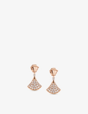 Shop Bvlgari Womens Pink Divas' Dream 18ct Rose Gold And Pavé Diamond Earrings