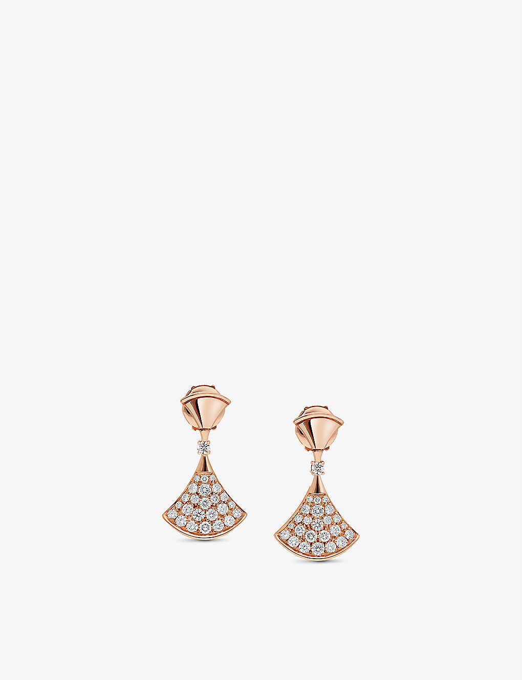 Shop Bvlgari Womens Pink Divas' Dream 18ct Rose Gold And Pavé Diamond Earrings