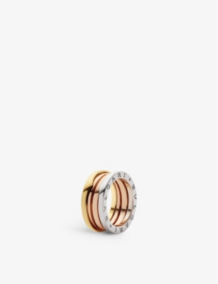 Bvlgari Womens B.zero1 Two-band 18ct Rose, White And Yellow Gold Band Ring In Multicolour