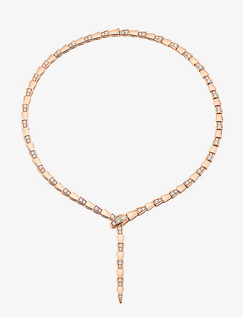 BVLGARI: Serpenti coiled-snake 18ct rose-gold and 4.5ct diamond necklace