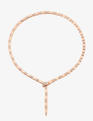 Bvlgari Womens Rose Gold Serpenti Coiled-snake 18ct Rose-gold And 4.5ct Diamond Necklace