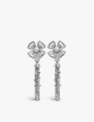 Bvlgari Women's White Gold Fiorever 18ct White Gold And Pavé Diamond Earrings