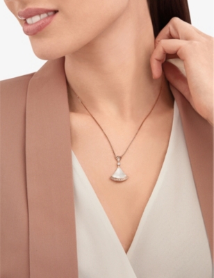 BVLGARI: Diva’s Dream 18ct rose gold, 0.28ct round-cut pavé diamonds and mother-of-pearl necklace