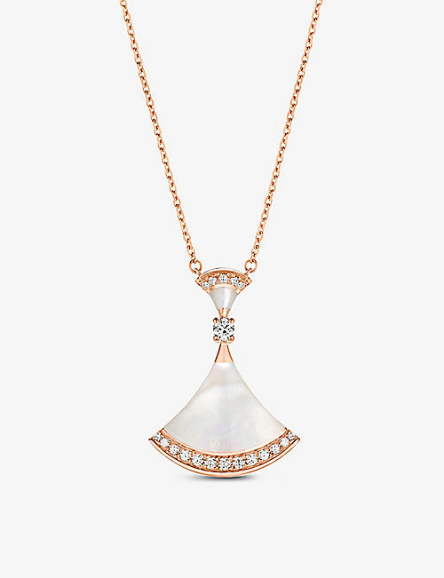 BVLGARI: Diva’s Dream 18ct rose gold, 0.28ct round-cut pavé diamonds and mother-of-pearl necklace
