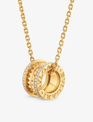 BVLGARI: B.zero1 Rock 18ct yellow-gold and 0.38ct brilliant-cut diamond pendant necklace