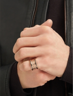 BVLGARI: B.zero1 Rock 18ct rose-gold and ceramic ring