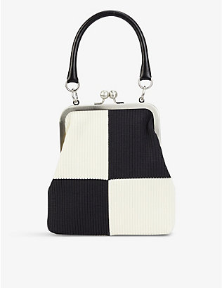 MARGE SHERWOOD: Bolita contrast-pattern knitted top-handle bag