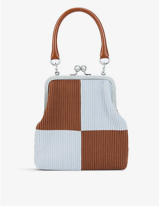 MARGE SHERWOOD: Bolita contrast-pattern knitted top-handle bag